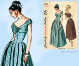 Simplicity 2283: 1940s Beautiful Uncut Misses Gown Sz 30B Vintage Sewing Pattern