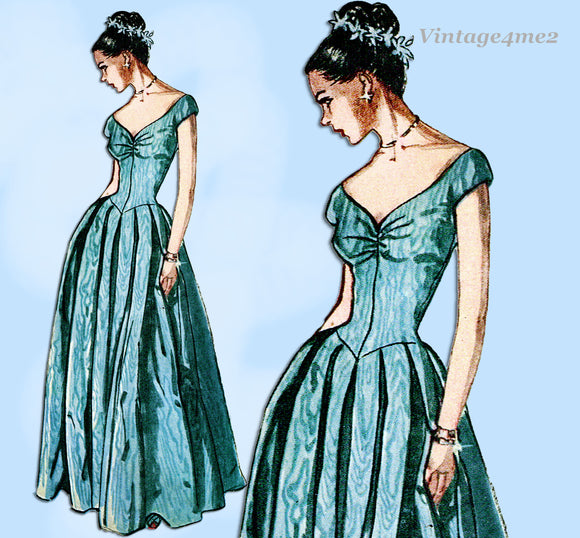 Simplicity 2283: 1940s Beautiful Uncut Misses Gown Sz 30B Vintage Sewing Pattern