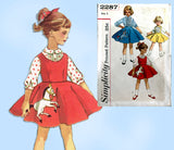 1950s Vintage Simplicity Sewing Pattern 2287 Baby Girls Skirt & Blouse