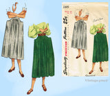 1940s Vintage Simplicity Sewing Pattern 2305 Easy Misses Day Skirt Size 26 Waist