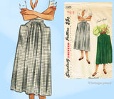 1940s Vintage Simplicity Sewing Pattern 2305 Easy Misses Day Skirt Size 26 Waist