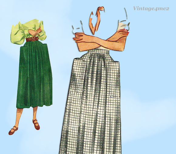 1940s Vintage Simplicity Sewing Pattern 2305 Easy Misses Day Skirt Size 26 Waist