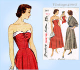 Simplicity 2817: 1940s Stunning Misses Strapless Dress Sz 32 B Vintage Sewing Pattern