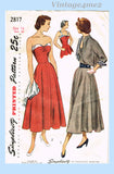 Simplicity 2817: 1940s Stunning Misses Strapless Dress Sz 32 B Vintage Sewing Pattern