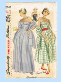 Simplicity 2742: 1940s Stunning Uncut Evening Gown Sz 31 B Vintage Sewing Pattern