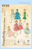 Simplicity 2745: 1950s Cute 21in Miss Revlon Doll Clothes Set Vintage Sewing Pattern