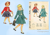 1940s Vintage Simplicity Sewing Pattern 2751 Cute Toddler Girls Bolero Suit Sz 5