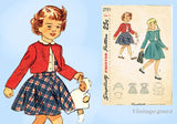 1940s Vintage Simplicity Sewing Pattern 2751 Cute Toddler Girls Bolero Suit Sz 5