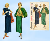 1940s Vintage Simplicity Sewing Pattern 2753 Charming Misses Cape Suit Sz 33 B