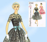 1950s Vintage Simplicity Sewing Pattern 2765 Chic Misses Cocktail Dress Sz 33 B