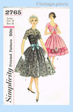 1950s Vintage Simplicity Sewing Pattern 2765 Chic Misses Cocktail Dress Sz 33 B