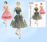 1950s Vintage Simplicity Sewing Pattern 2765 Chic Misses Cocktail Dress Sz 33 B