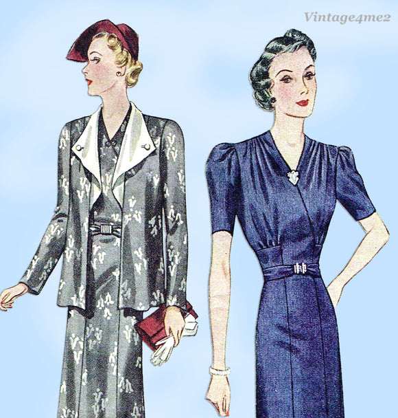 Simplicity 2809: 1930s Misses Afternoon Dress Sz 38 B Vintage Sewing Pattern