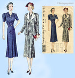 Simplicity 2809: 1930s Misses Afternoon Dress Sz 38 B Vintage Sewing Pattern
