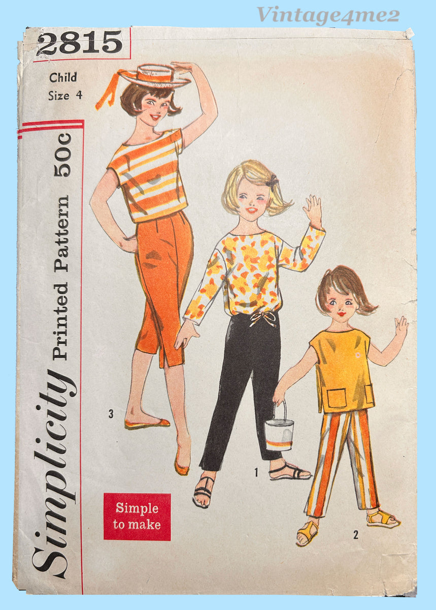 Simplicity 3987: 1960s Toddler Girls Play Clothes VTG Sewing Pattern ...