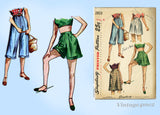 Simplicity 2853: 1940s Easy Misses Shorts Set Size 28 W Vintage Sewing Pattern