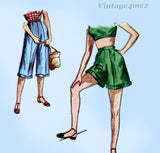 Simplicity 2853: 1940s Easy Misses Shorts Set Size 28 W Vintage Sewing Pattern
