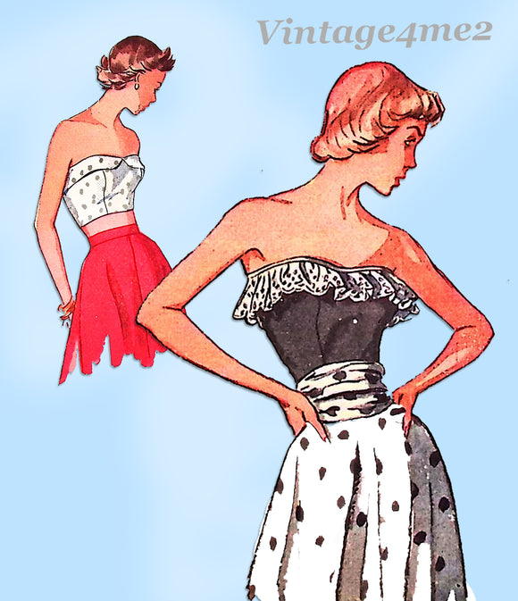 Simplicity 2860: 1940s Misses Sexy Strapless Top Sz 30 B Vintage Sewing Pattern