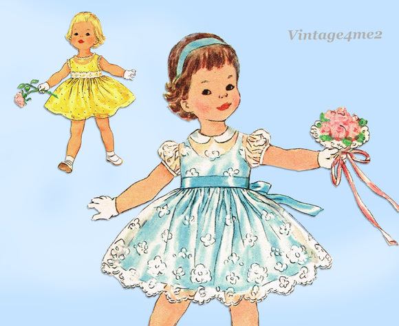 Simplicity 2948: 1950s Sweet Baby Girls Party Dress 6mos Vintage Sewing Pattern