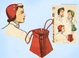 1940s Vintage Simplicity Sewing Pattern 2963 Lovely Misses Hat & Purse Set