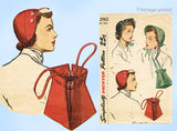 1940s Vintage Simplicity Sewing Pattern 2963 Lovely Misses Hat & Purse Set