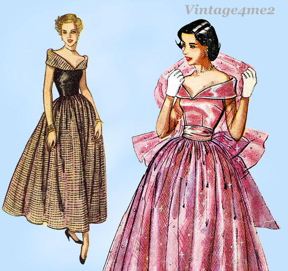 Simplicity 2964: 1940s Uncut Misses Evening Gown Sz 31 B Vintage Sewing Pattern
