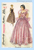 Simplicity 2964: 1940s Uncut Misses Evening Gown Sz 31 B Vintage Sewing Pattern