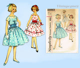 1950s Vintage Simplicity Sewing Pattern 2983 Uncut Little Girls Party Dress Sz 12