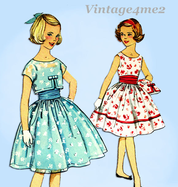 1950s Vintage Simplicity Sewing Pattern 2983 Uncut Little Girls Party Dress Sz 12