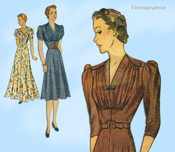 1930s Vintage Simplicity Sewing Pattern 3108 Uncut Misses Street Dress Sz 36 B