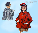 1950s Vintage Simplicity Sewing Pattern 3147 Darling Girls Coat and Beret Size 8