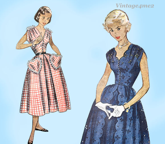 Simplicity 3186: 1950s Uncut Misses Sun Dress 30B Vintage Sewing Pattern