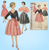 Simplicity 3204: 1950s Chic Misses Party or Prom Dress Sz 36 B Vintage Sewing Pattern