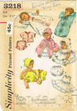 1960s Vintage Simplicity Sewing Pattern 3218 13.5 Inch Baby Doll Clothes Set