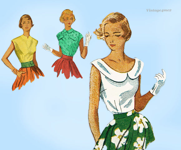 Simplicity 3263: 1950s Misses Simply Elegant Blouse Vintage Sewing Pattern