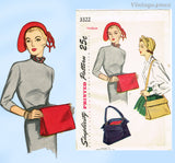 1950s Vintage Simplicity Sewing Pattern 3322 Rare Uncut Misses Hat & Purse Sz MED