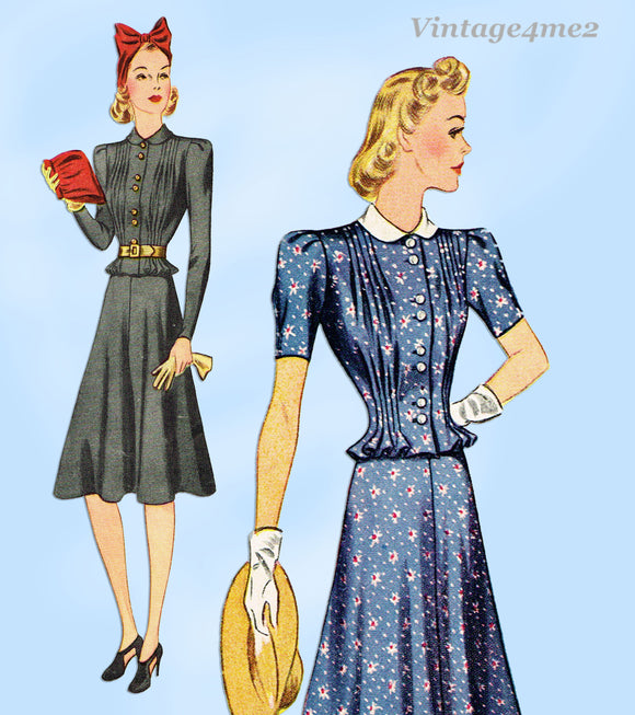 Simplicity 3329: 1940s Uncut Misses 2 PC WWII Dress 34B Vintage Sewing Pattern