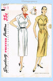 1950s Vintage Simplicity Sewing Pattern 3577 Chic Misses Street Dress Sz 32 B