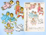 1960s Vintage Simplicity Sewing Pattern 3669 Cute 23 Inch Baby Doll Clothes