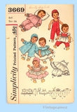 1960s Vintage Simplicity Sewing Pattern 3669 Uncut 16 Inch Baby Doll Clothes ORIG