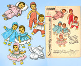 1960s Vintage Simplicity Sewing Pattern 3669 Uncut 16 Inch Baby Doll Clothes ORIG