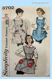 Simplicity 3702: 1960s Misses Apron w Applique Pockets Vintage Sewing Pattern A Cutie!