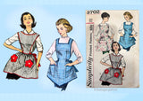 Simplicity 3702: 1960s Misses Apron w Applique Pockets Vintage Sewing Pattern A Cutie!