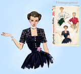 Simplicity 3742: 1950s Lovely Misses Tucked Blouse Sz 32 B Vintage Sewing Pattern