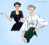 Simplicity 3742: 1950s Lovely Misses Tucked Blouse Sz 32 B Vintage Sewing Pattern