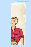 Simplicity 3742: 1950s Lovely Misses Tucked Blouse Sz 32 B Vintage Sewing Pattern