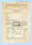 Simplicity 3773: 1940s Misses WWII Street Dress Sz 30 B Vintage Sewing Pattern