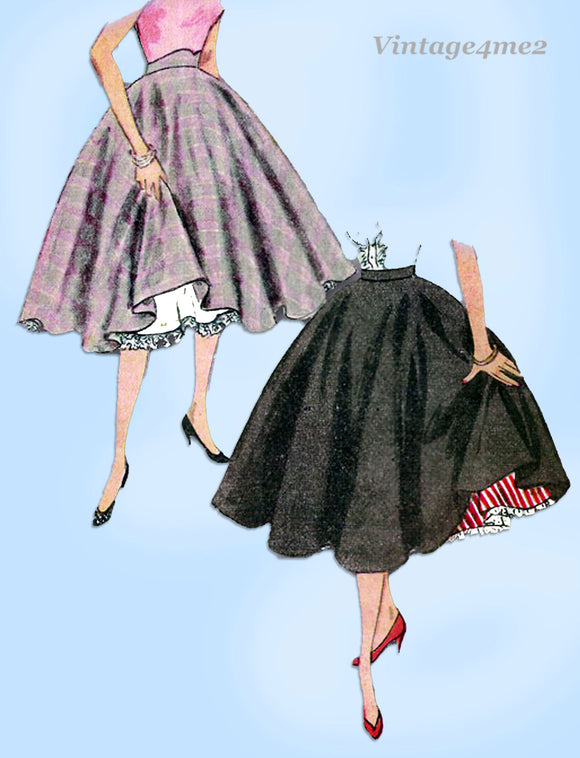 1950s Vintage Simplicity Sewing Pattern 3813 Misses Simple Skirt Size 26 W