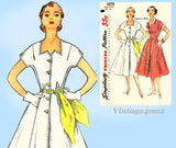 Simplicity 3878: 1950s Misses Shaped Neckline Dress 35 B Vintage Sewing Pattern