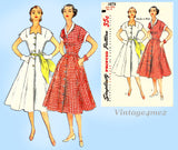Simplicity 3878: 1950s Misses Shaped Neckline Dress 35 B Vintage Sewing Pattern